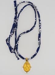 Medalla Milagrosa con borde de perlas - Cordón azul