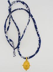 Medalla Milagrosa con borde de perlas - Cordón azul