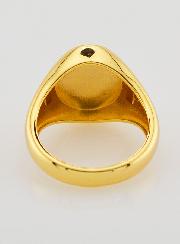 Anillo tipo sello de la Virgen Milagrosa con fondo azul - Talla 54