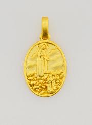 Medalla de Nuestra Señora de Fátima en plata dorada de 18k - 15 mm