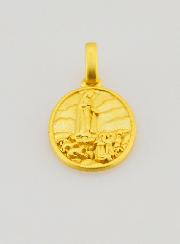 Medalla de Nuestra Señora de Fátima en plata dorada de 18k - 15 mm