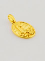 Medalla de Nuestra Señora de Fátima en plata dorada de 18k - 15 mm