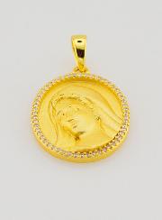 Medalla de la Virgen María con borde brillante - 18 mm