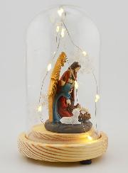 Natividade Luminosa Sob Redoma - 14cm