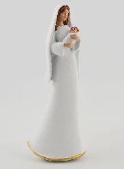 Estatua de la Sagrada Familia moderna, blanca y dorada - 12 cm