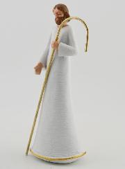 Estatua de la Sagrada Familia moderna, blanca y dorada - 12 cm