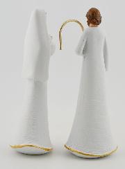 Estatua de la Sagrada Familia moderna, blanca y dorada - 12 cm
