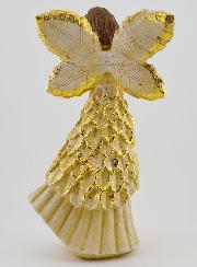 Ángel dorado con purpurina en oración - 20 cm