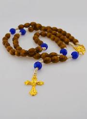 Rosario Ex Voto con cuentas de madera ovaladas - Azul