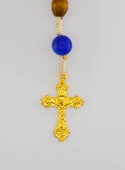 Rosario Ex Voto con cuentas de madera ovaladas - Azul