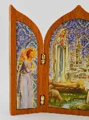 Icono Tríptico de Lourdes de Madera