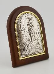 Icono Nuestra Señora de Lourdes de Madera y Plata