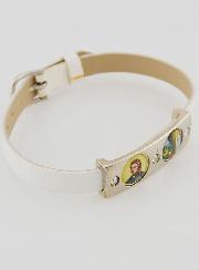 Pulsera de los Santos de Cuero Blanco
