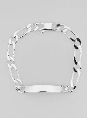Pulseira Gourmette em Prata 21 cm - Malha Figaro 7 mm