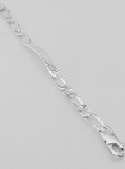 Pulseira Gourmette em Prata 19 cm - Malha Figaro 7 mm