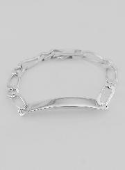 Pulseira Gourmette em Prata 19 cm - Malha Figaro 7 mm