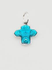 Colgante Cruz de los Santos 11 mm - Azul de Lourdes