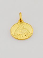 Medalla Sagrado Corazón de Jesús Bañada en Oro - 14 mm