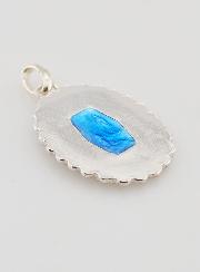 Medalla Perfil Virgen María - Plata y Esmalte Azul - 30mm