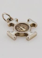Colgante Cruz de San Benito  de Metal - Blanca - 2 cm