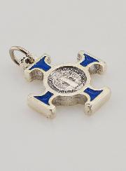 Colgante Cruz de San Benito de Metal - Azul - 2 cm