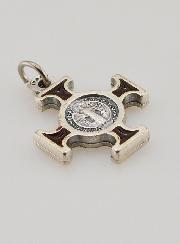 Colgante Cruz de San Benito  de Metal- Marón - 2 cm
