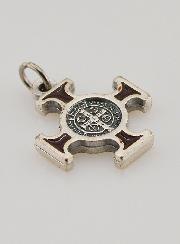 Colgante Cruz de San Benito  de Metal- Marón - 2 cm