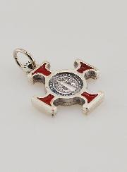 Pingente Cruz de São Bento Metal - Vermelha - 2 cm