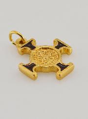 Colgante Cruz de San Benito Dorada - Marón - 2 cm
