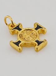 Pingente Cruz de São Bento Dourada - Preta - 2cm