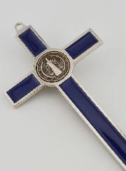 Cruz de San Benito 20cm - Metal Azul