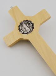Crucifijo Cruz de San Benito de Madera en Tono Claro - 21cm