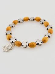 Pulsera de Rosario de Madera y Cruz de Plata