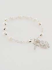 Pulsera Rosario Decenario Perlas de Plata - 19cm