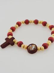 Pulsera Rosario Decenario de Madera 2 Tonos - Medalla de Lourdes