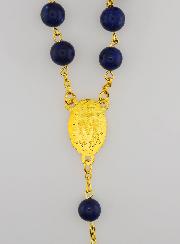 Rosario estilo lapislázuli y cadena de oro