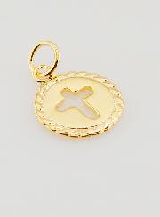 Medalla Cruz Bañada en Oro 18 Kilates - 13 mm